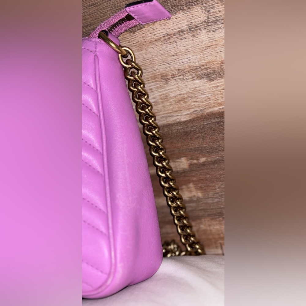 Gucci Vintage Marmont Quilted Chevron Ultra Violet Shoulder Bag with Dust Bag EC - Picture 8 of 14